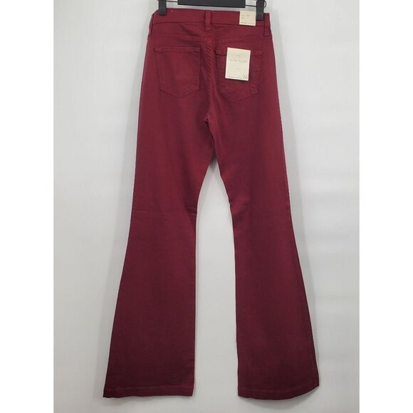 Bridge By Gly Mid Rise Flare Jeans Solid Stretch Women Size 28 Red NWT - Picture 2 of 14